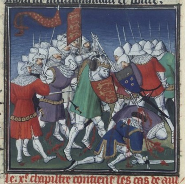 Late medieval picture from the 15th century of the Battle of Tinchebray