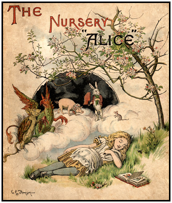 The cover illustration, by E. Gertrude Thomson, of The Nursery Alice by Lewis Carroll