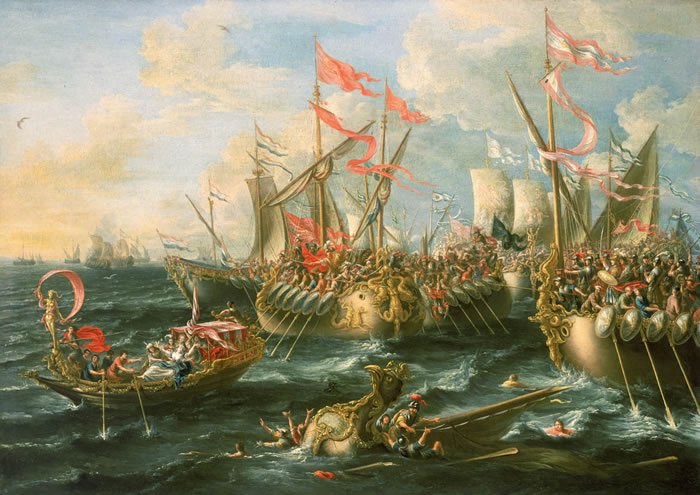 The Battle of Actium by Laureys a Castro. This was the decisive battle of the naval theater.