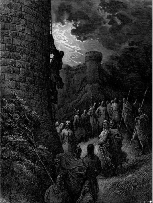 Bohemond of Taranto Alone Mounts the Rampart of Antioch by Gustave Doré (1871)