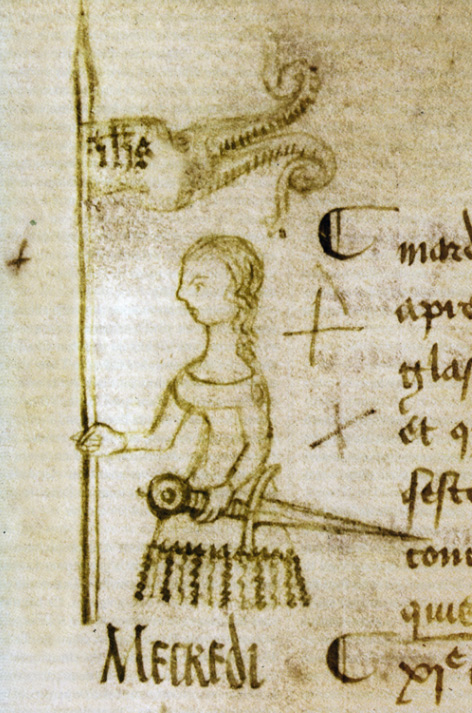 Drawing of Joan of Arc by Clément de Fauquembergue (a doodle on the margin of the protocol of the parliament of Paris, dated 10 May 1429)