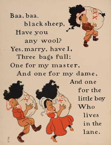 William Wallace Denslow's illustrations for Baa, Baa, Black Sheep, from a 1901 edition of Mother Goose