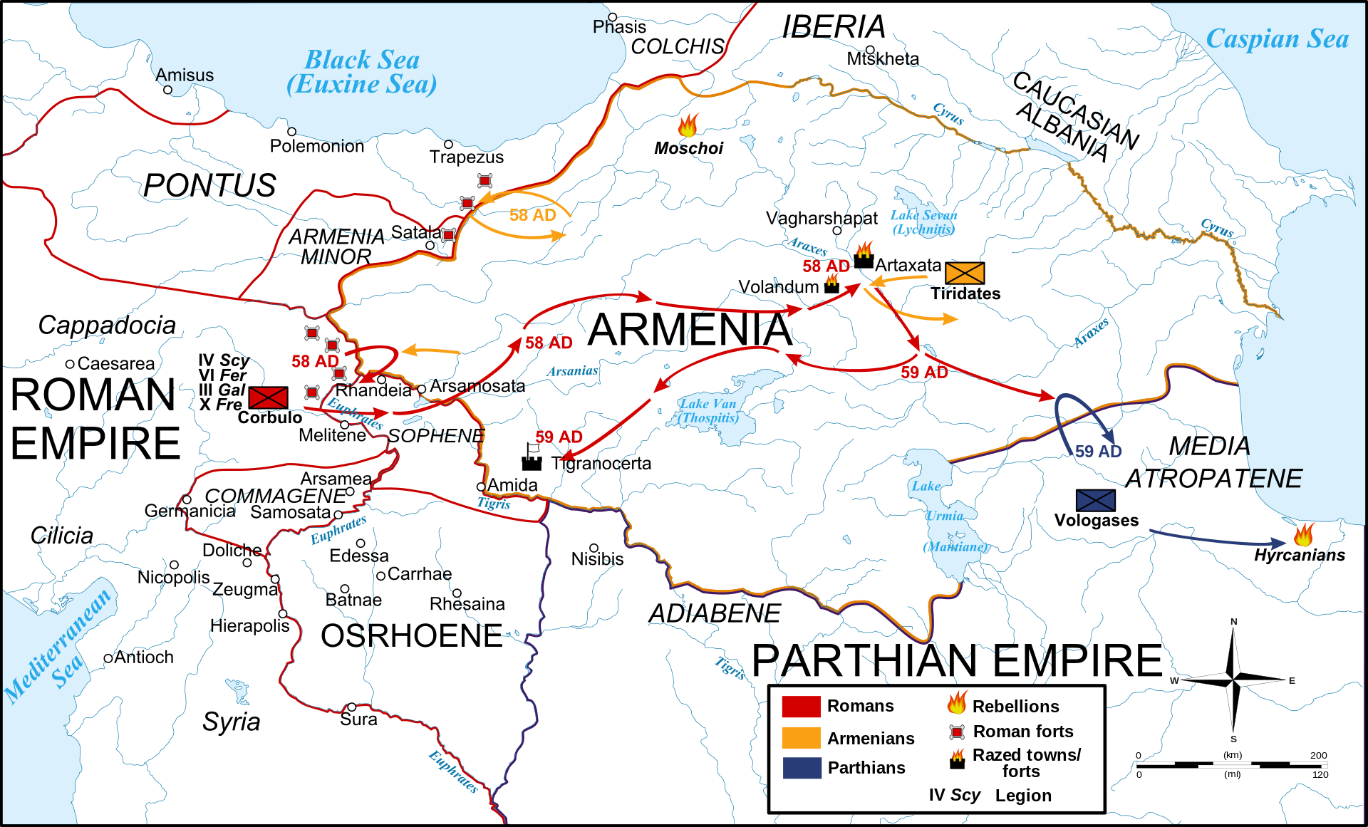 Operations during the first two years of the war: Corbulo's invasion and conquest of Armenia
