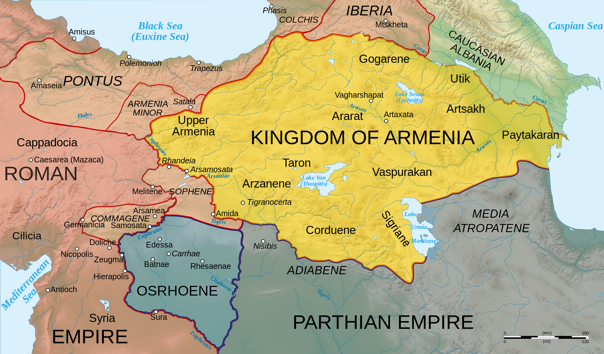 Armenia and the Roman East in ca. 50 AD, before the outbreak of the war
