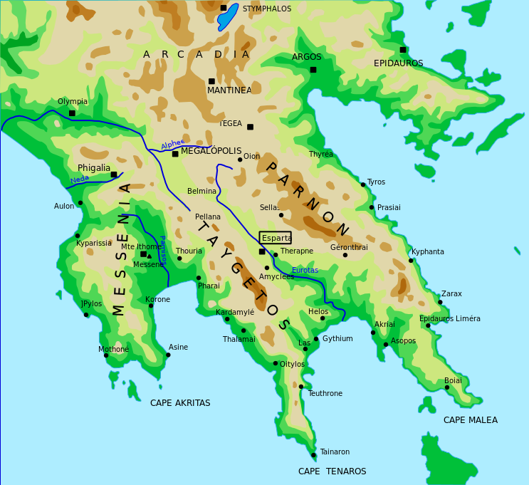 Map of Southern Peloponessus