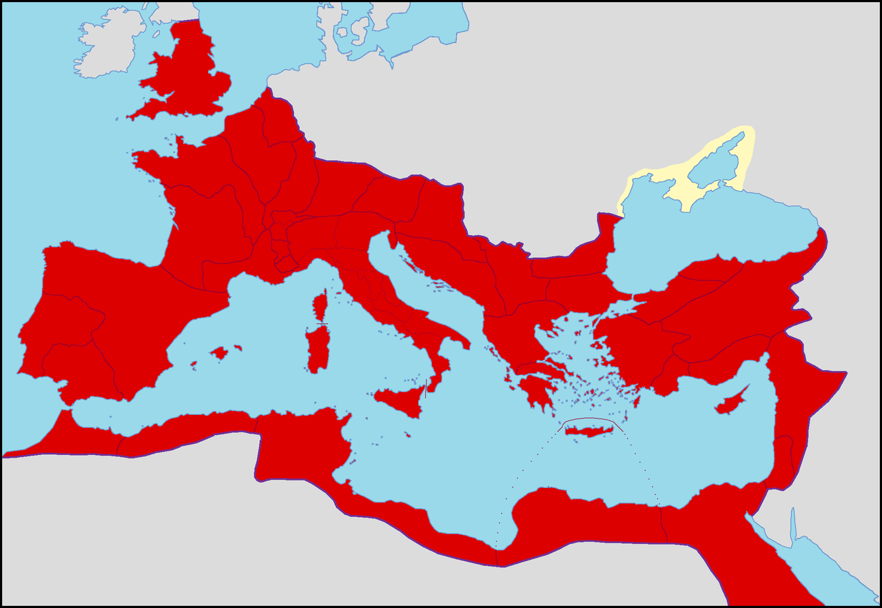 Map of the Roman Empire in 96 AD