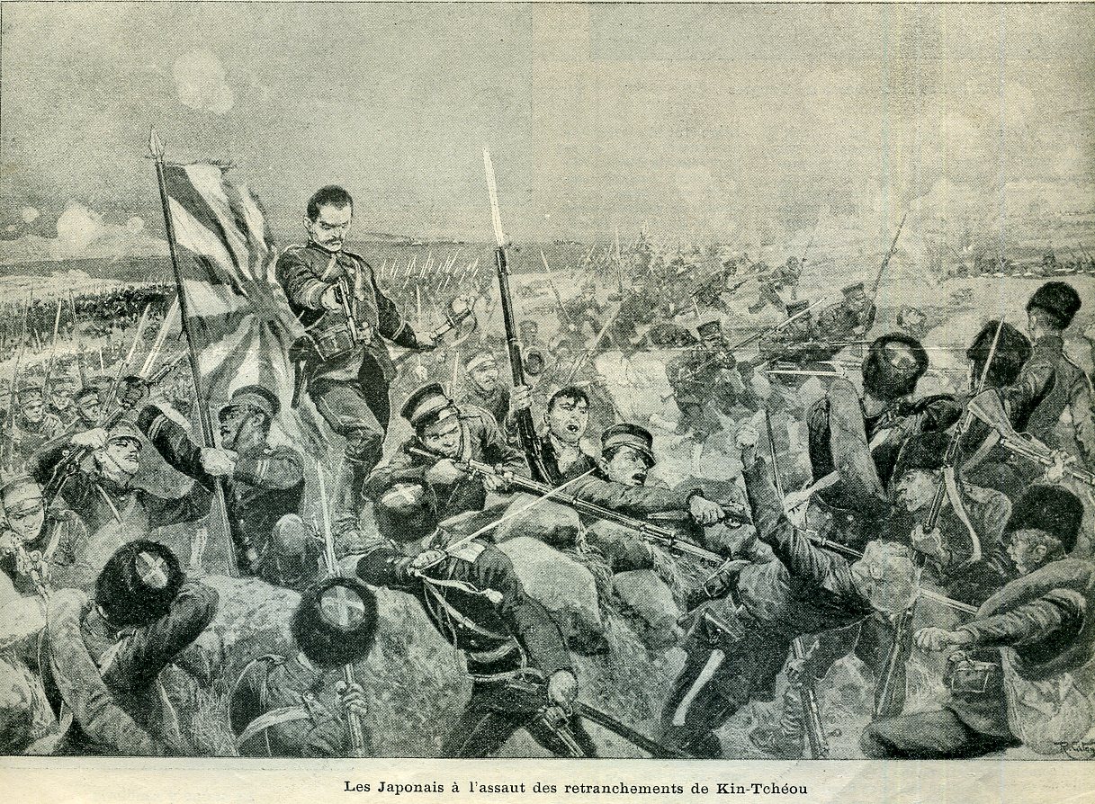 Japanese assault on the entrenched Russian forces, 1904