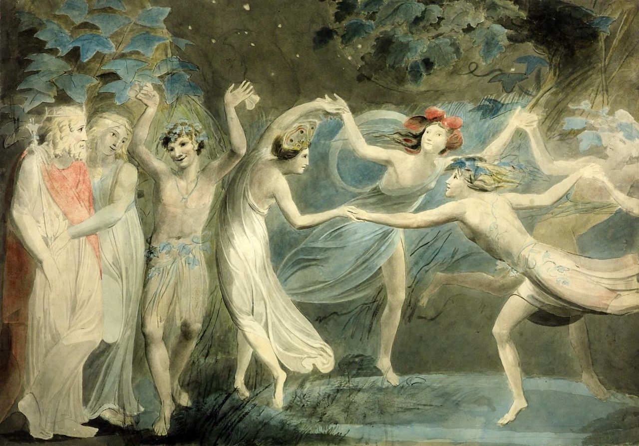 Oberon, Titania and Puck with Fairies Dancing. By William Blake, c. 1786. Tate Britain