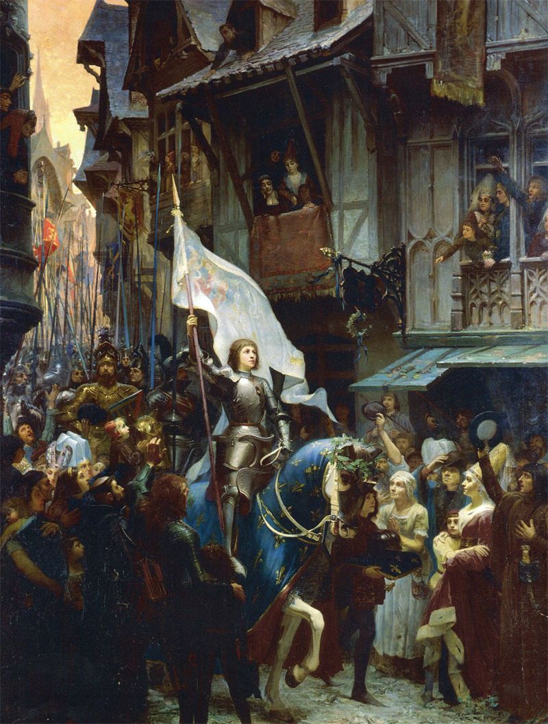 Joan of Arc enters Orléans (painting by J.J. Sherer, 1887)