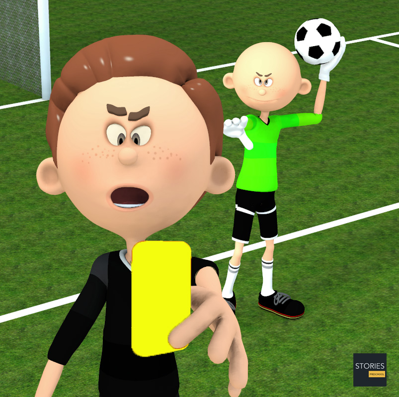 Soccer Referee handling yellow card - Stories Preschool