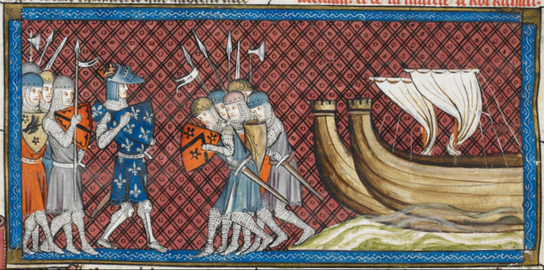 Philip II depicted arriving in Palestine