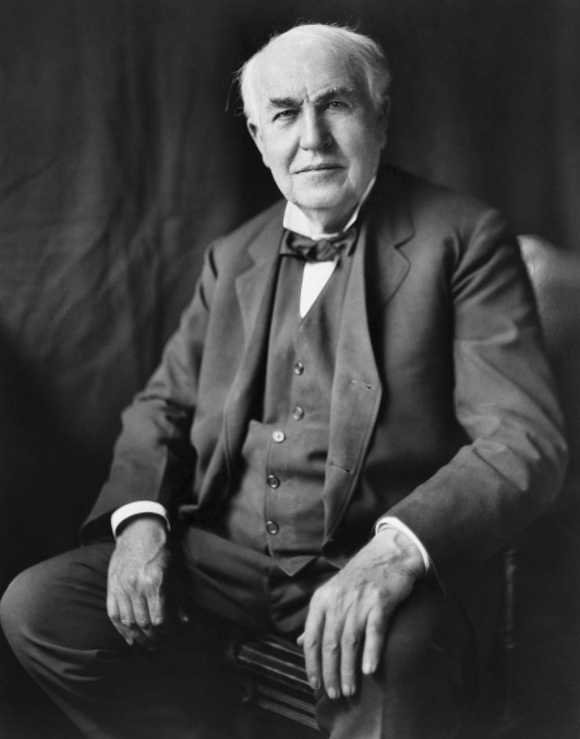 Thomas Alva Edison, three-quarter length portrait, seated, facing front
