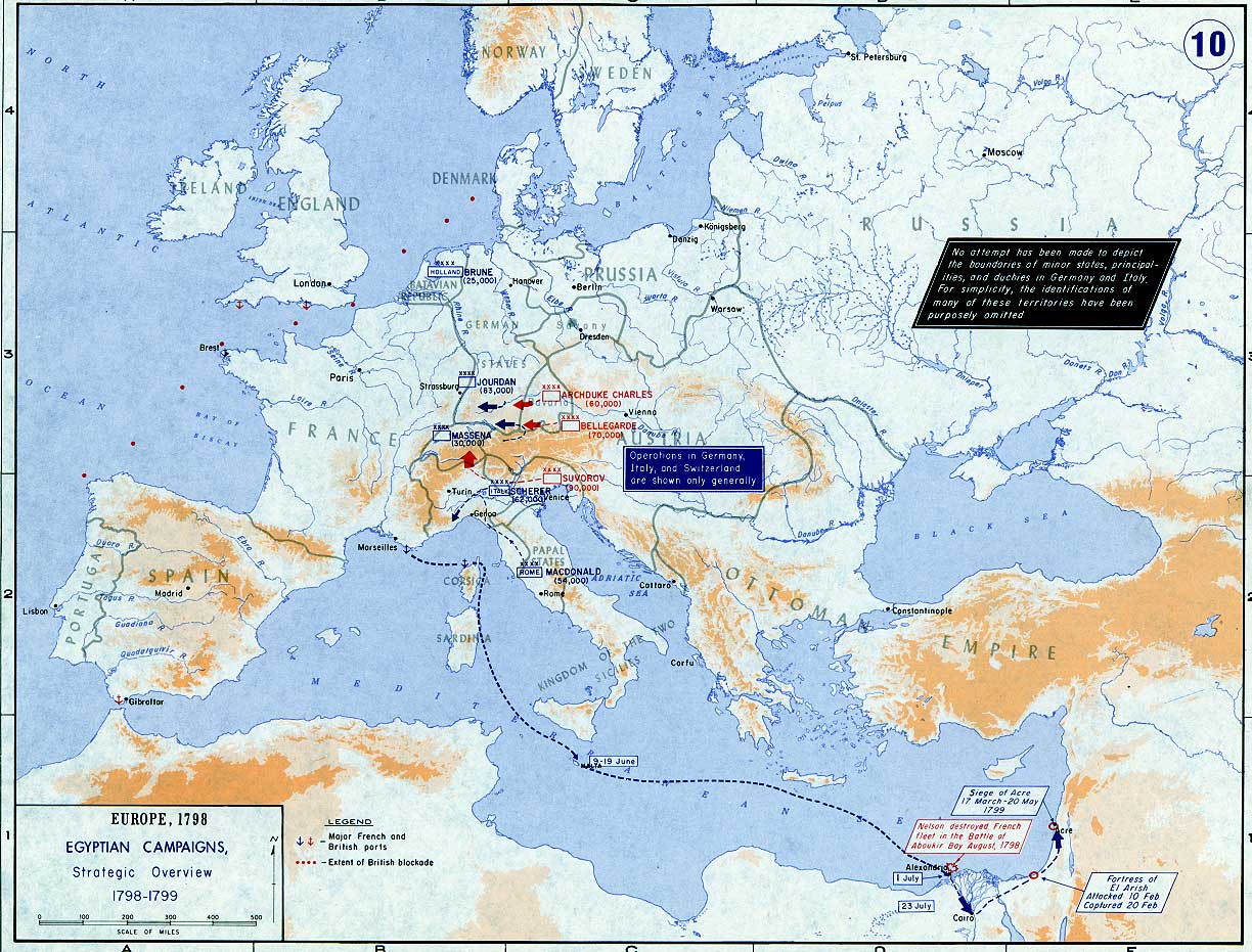 Strategic overview of operations in Europe and the Mediterranean in 1798–1799