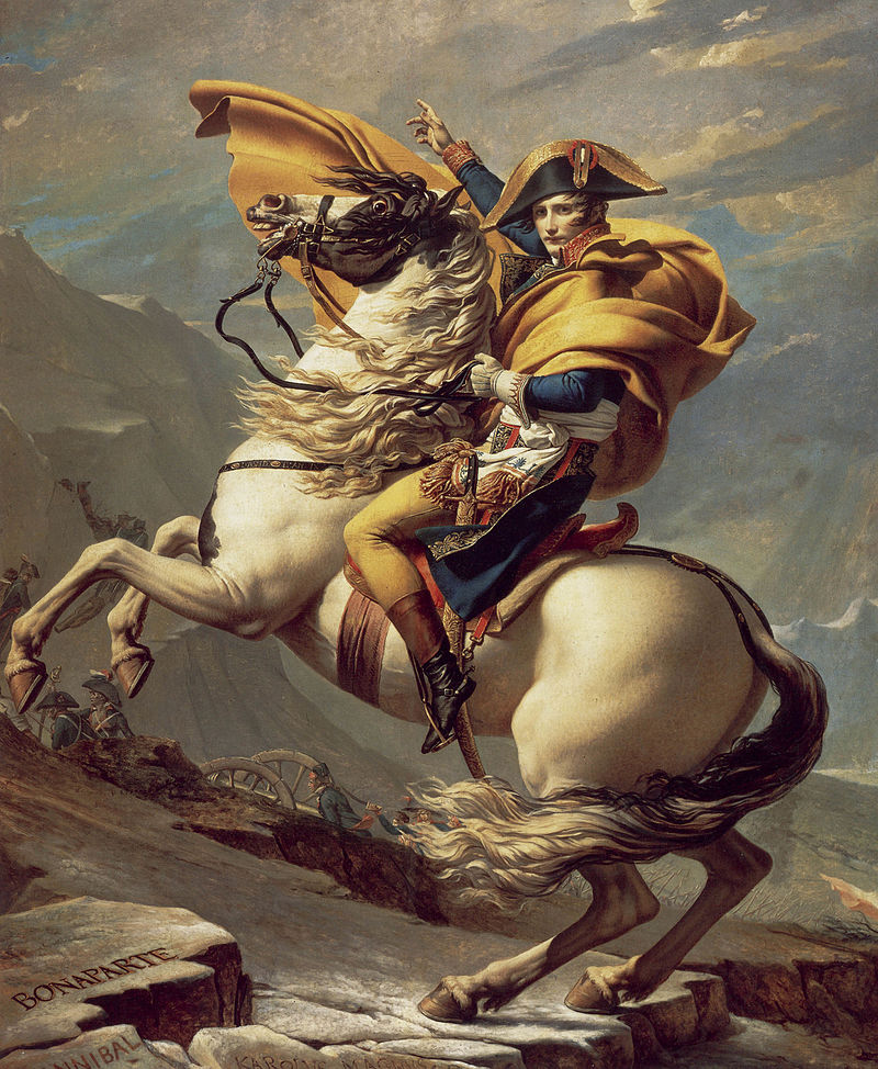 Napoleon Crossing the Alps by Jacques-Louis David. In one of the famous paintings of Napoleon, the Consul and his army are depicted crossing the Swiss Alps on their way to Italy. The daring maneuver surprised the Austrians and forced a decisive engagement at Marengo in June 1800. Victory there allowed Napoleon to strengthen his political position back in France | Stories Preschool
