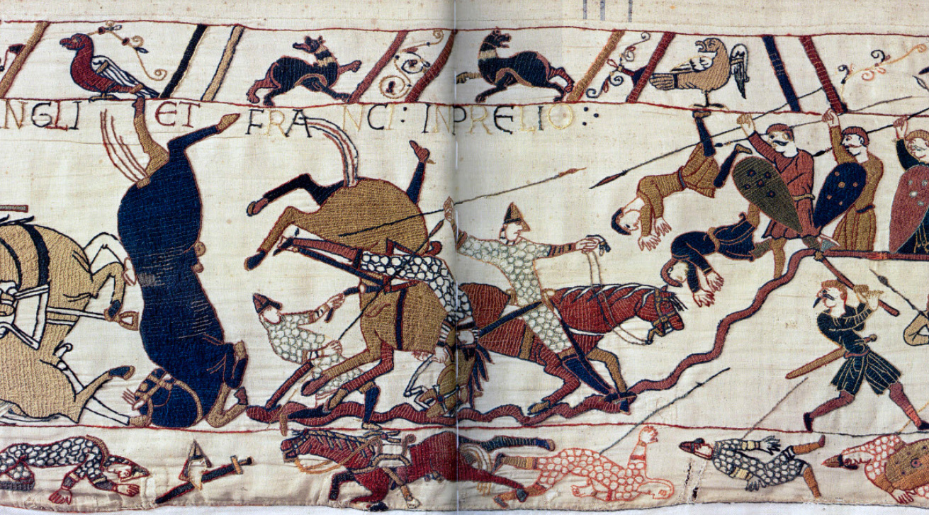Scene from the Bayeux Tapestry depicting the Battle of Hastings