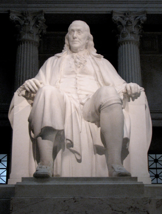 Marble memorial statue, Benjamin Franklin National Memorial