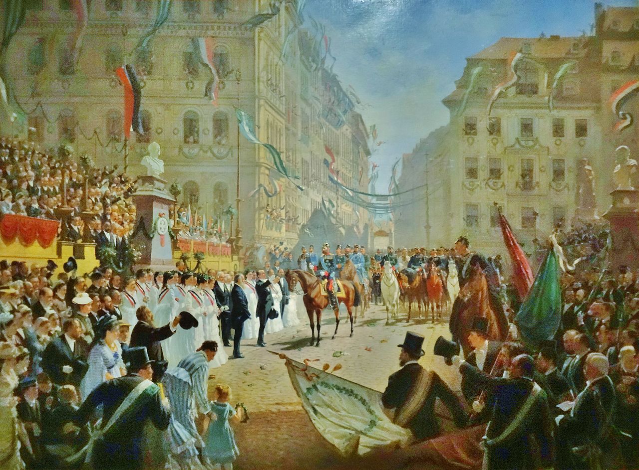 The Prince Albert of Saxony is celebrating the victory over France in Dresden, 11th July 1871
