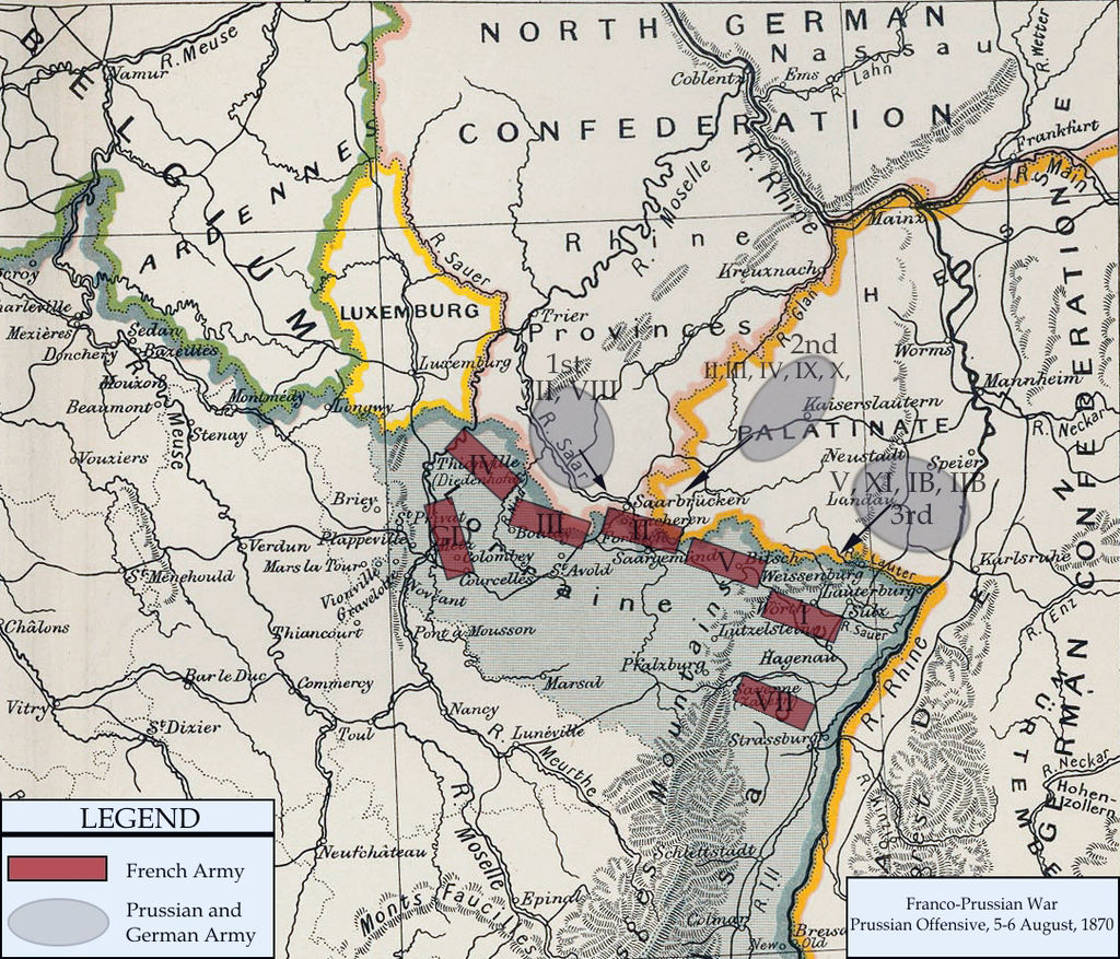 Map of Prussian and German offensive, 5–6 August 1870