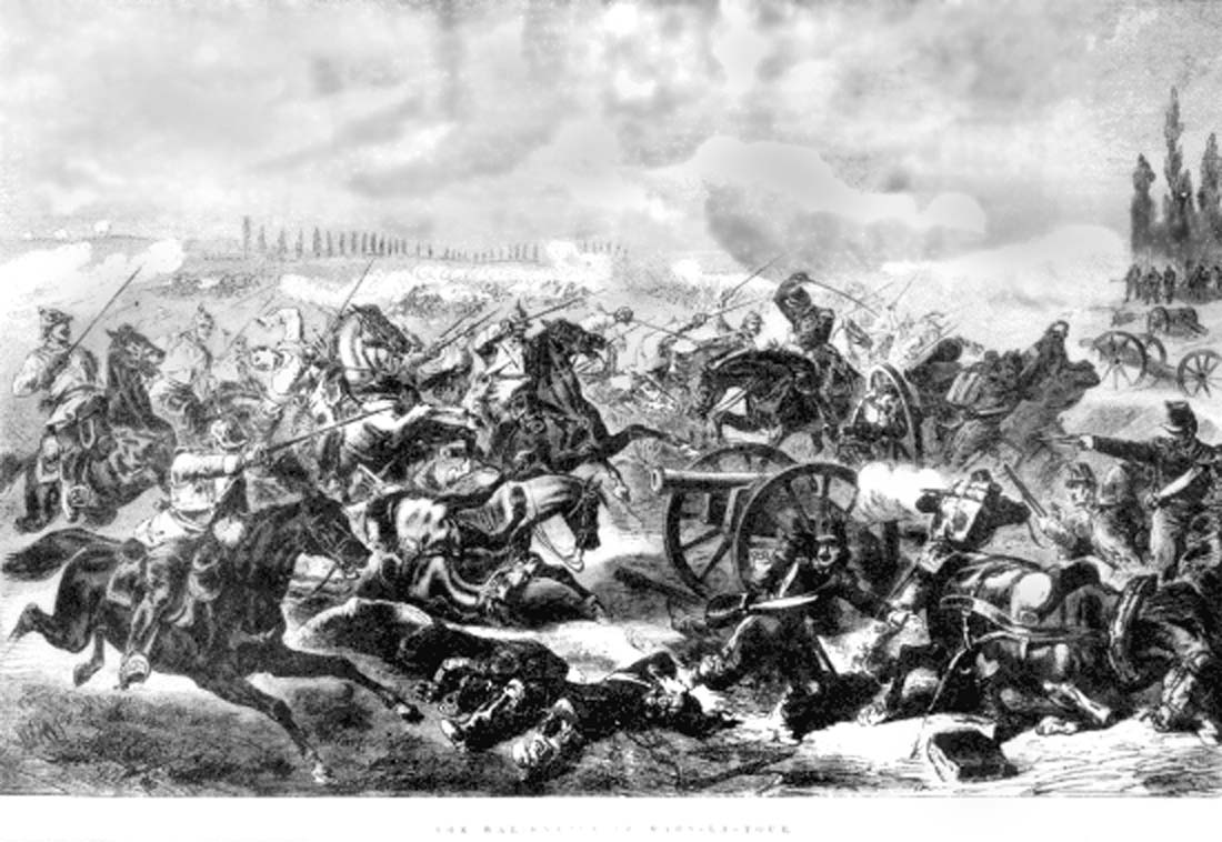 The Prussian 7th Cuirassiers charge the French guns at the Battle of Mars-La-Tour, 16 August 1870