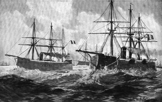 French warships at sea in 1870