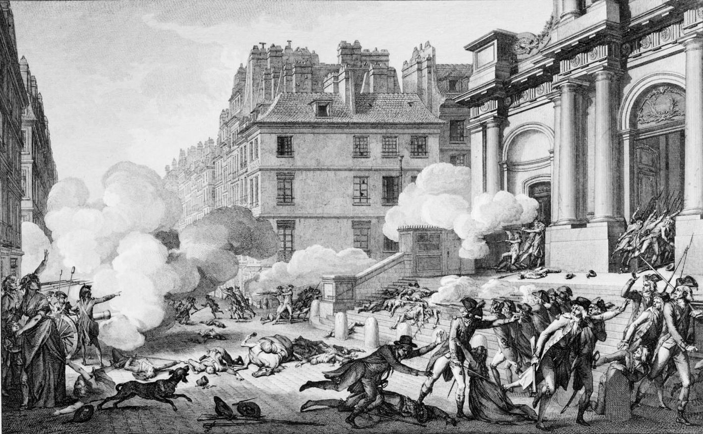 Journée du 13 Vendémiaire. Artillery fire in front of the Church of Saint-Roch, Paris, Rue Saint-Honoré
