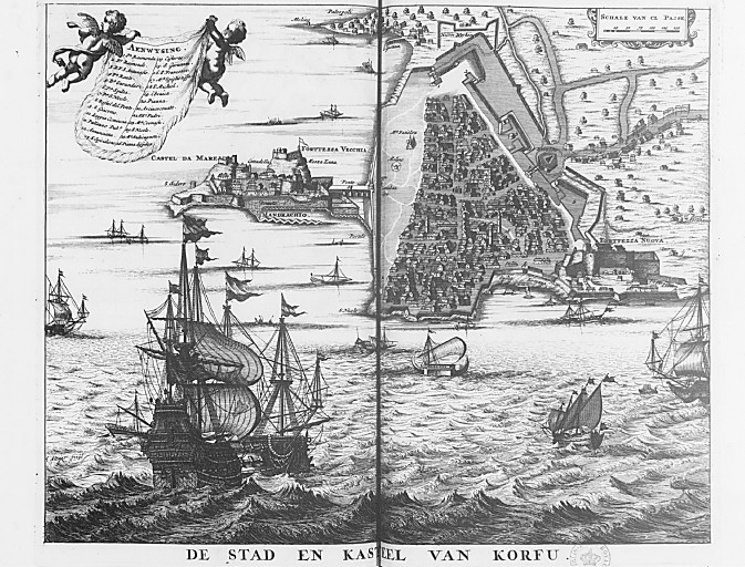 City plan of Corfu in 1688, depicting its fortifications