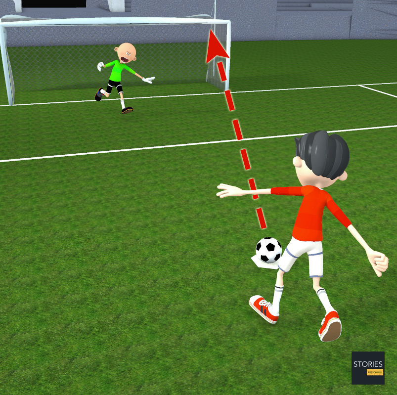 Soccer player shooting ball - Stories Preschool