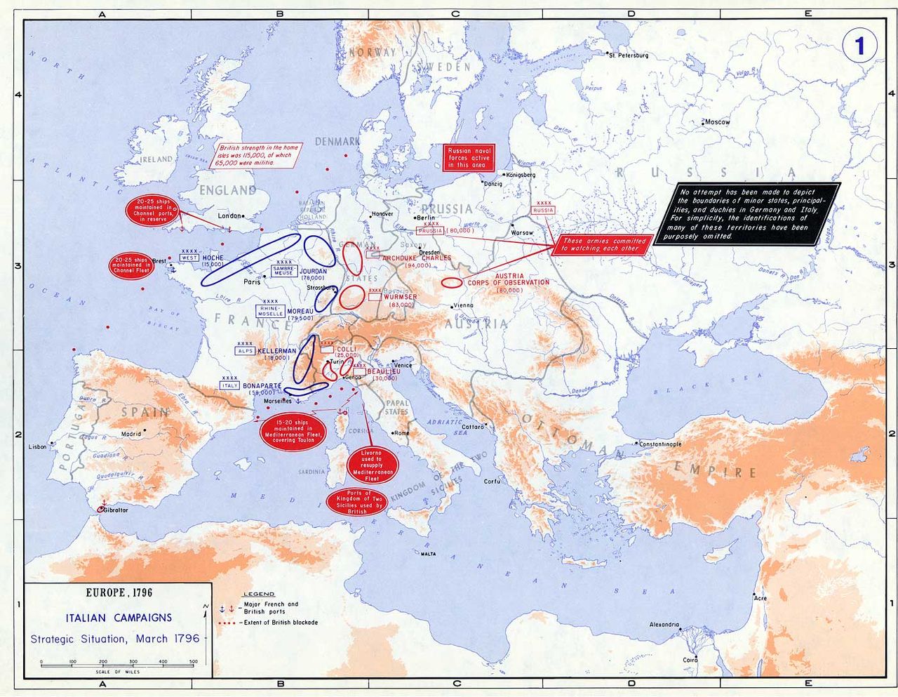 Strategic situation in Europe in 1796